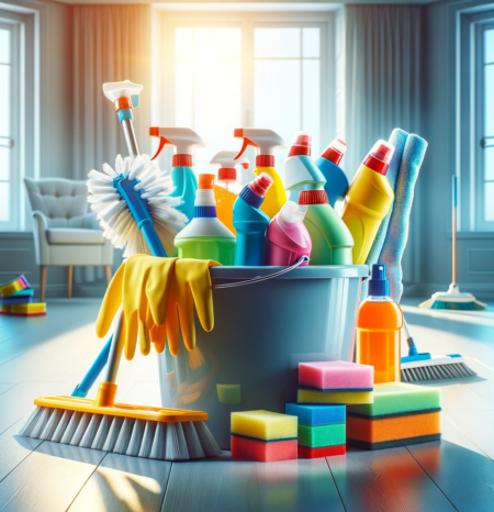 move-in-cleaning-cottonwood-co House cleaning supplies in a newly moved into home to represent move in cleaning Cottonwood CO. Provided by Humble House Cleaning Cottonwood CO