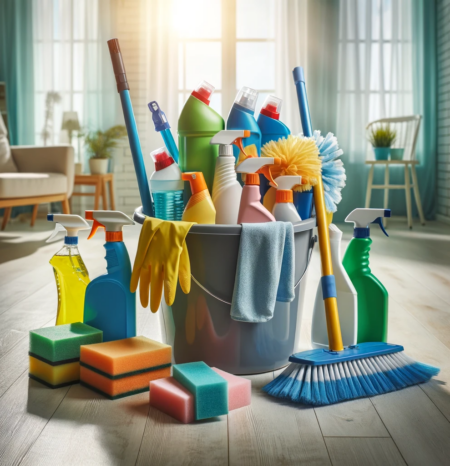 move-in-cleaning-lone-tree-co House cleaning supplies in a newly moved into home to represent move in cleaning Lone Tree CO. Provided by Humble House Cleaning Lone Tree CO