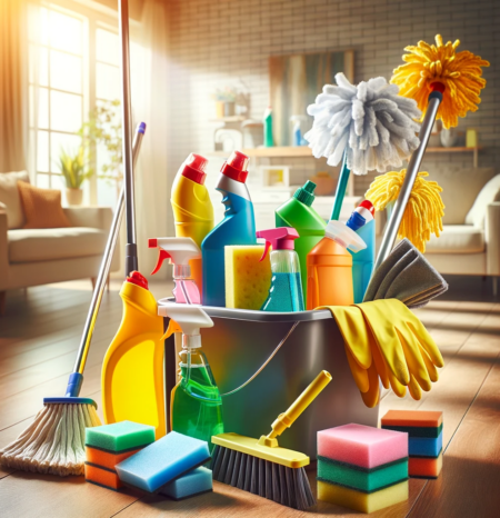 move-in-cleaning-southglenn-co House cleaning supplies in a newly moved into home to represent move in cleaning Southglenn CO. Provided by Humble House Cleaning Southglenn CO
