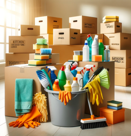 move-out-cleaning-morisson-co Boxes and cleaning supplies to represent move out cleaning Morisson CO. Humble House Cleaning Morisson CO