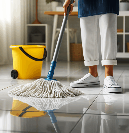 orlando-west-fl-house-cleaning-mopping-floor A professional house cleaner from orlando west cleaning mopping the floor.